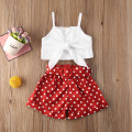 Citgeett Summer Kids 1-6T Baby Girls Fashion Clothes Bow Vest Crops Tops Polka Dot Shorts With Belt Sunsuit