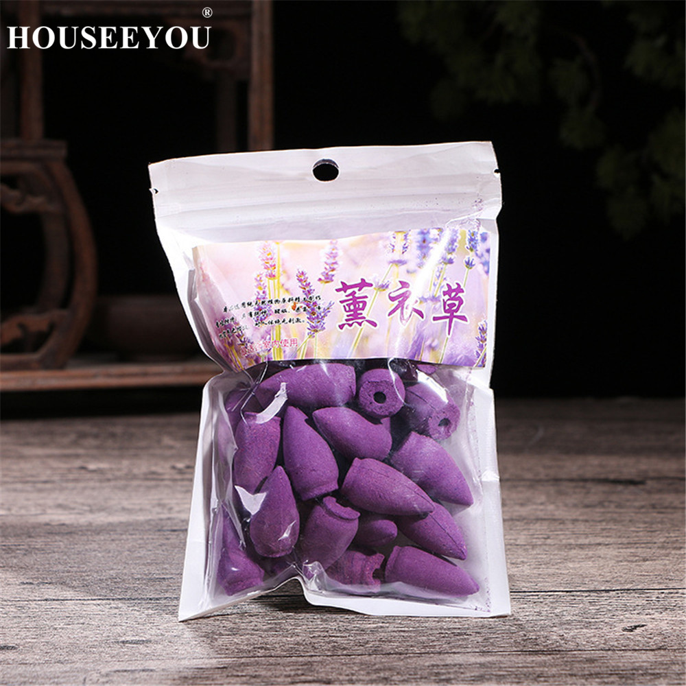45Pcs/Bag 7 Kinds Fragrance Backflow Incense Cones Hollow Aromatherapy Fragrant Rose Burner Incense Nature Perfume Spices Smell