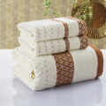 Dryad Combed 3 Pc Cotton Towel Set 1 Bath Towel 2 Face Towels Thick Jacquard Sheared Soft Yarn 3D Dyed Absorbent Hotel Grade