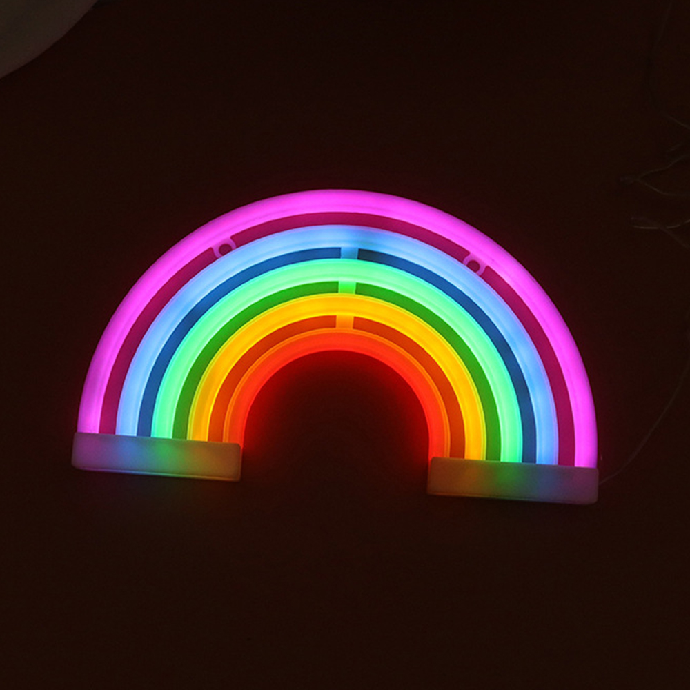LED Cute Rainbow Neon Light Wall Art Sign Lamps Christmas Neon Bulb Tube for Bedroom Home Party Holiday Decor