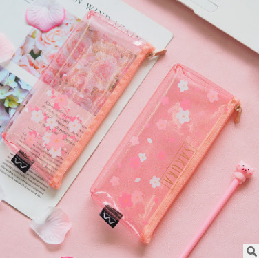 Pink Petal Cherry Sakura Pencil Bag Case Stationery Storage Organizer Bag School Office Supply