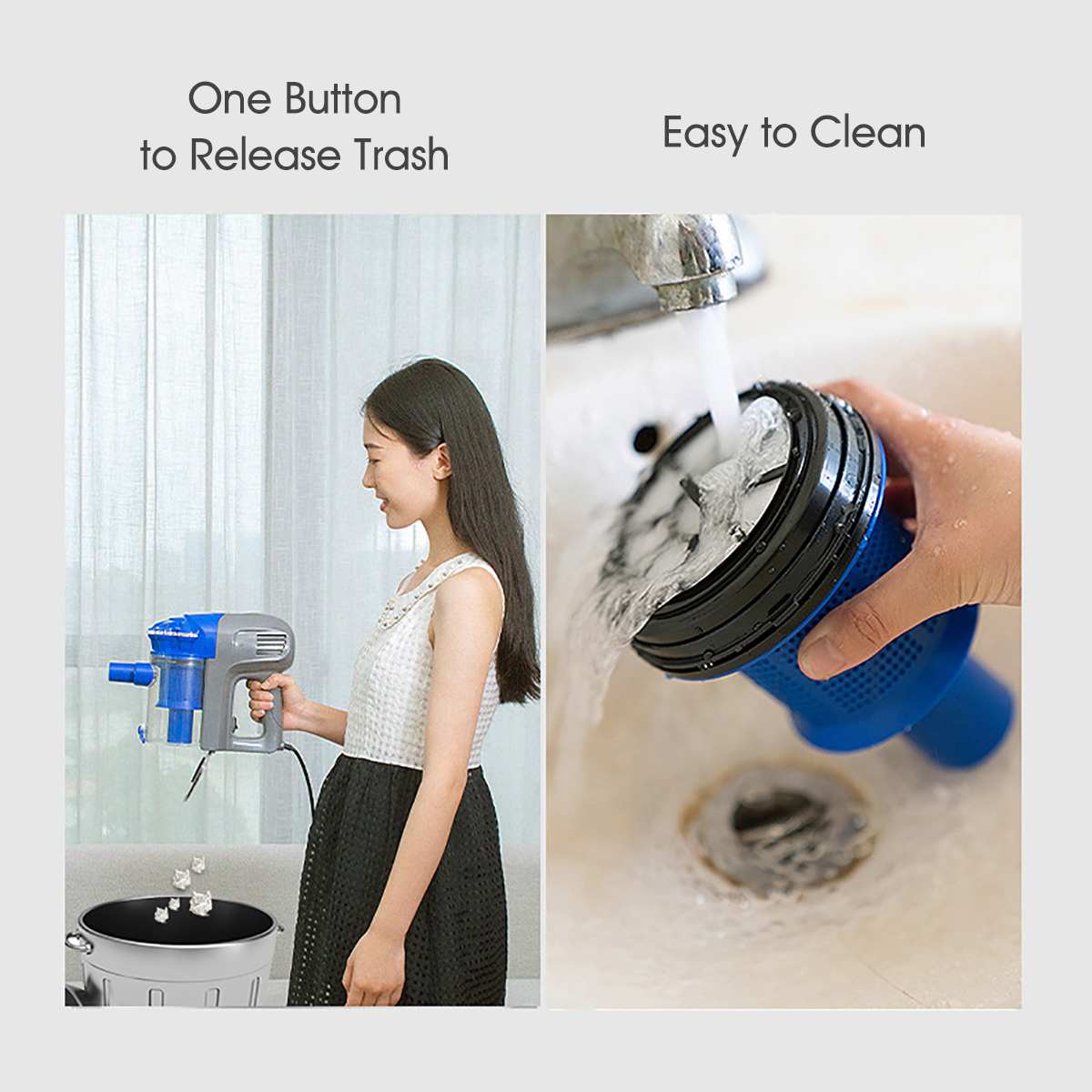 2-IN-1 Handheld Vacuum Cleaner Pusher Vacuums700W 13000PA Strong Suction Dust Collector Mite Killer Home Office Cleaning Tools