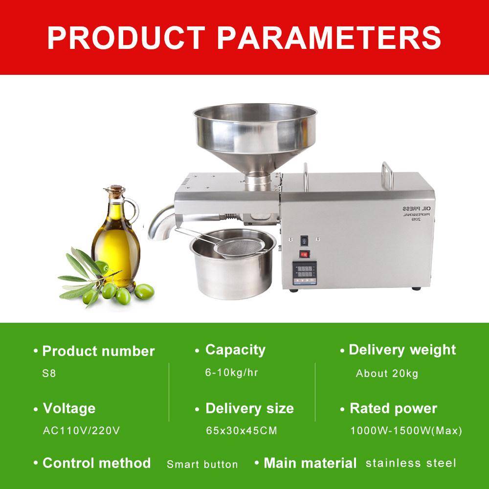 Stainless Steel Multi-Functional Oiler Oil Press for Extracting Coconut Peanut Coco Olive Oil Oilpressure Tool