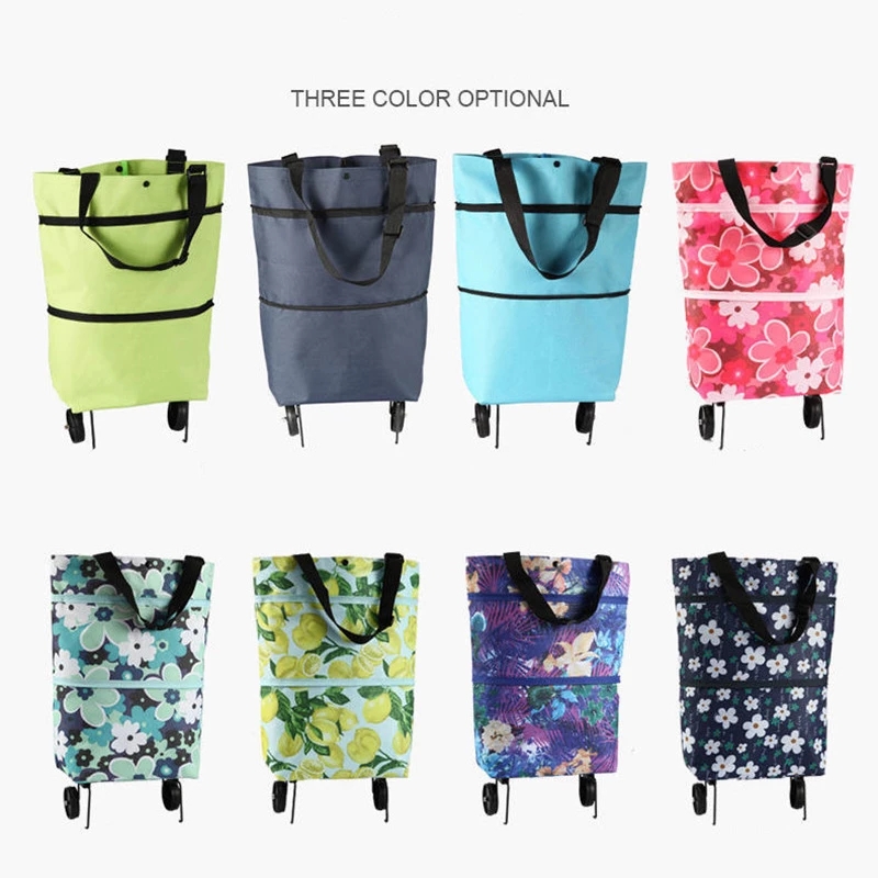 New Oxford Hand Pull Cart Shopping Food Organizer Trolley Bag On Wheels Bags Folding Portable Shopping Bags Buy Vegetables Bag