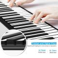 88 Keys USB MIDI Output Roll Up Piano Rechargeable Electronic Silicone Flexible Keyboard Organ Built-in Speaker