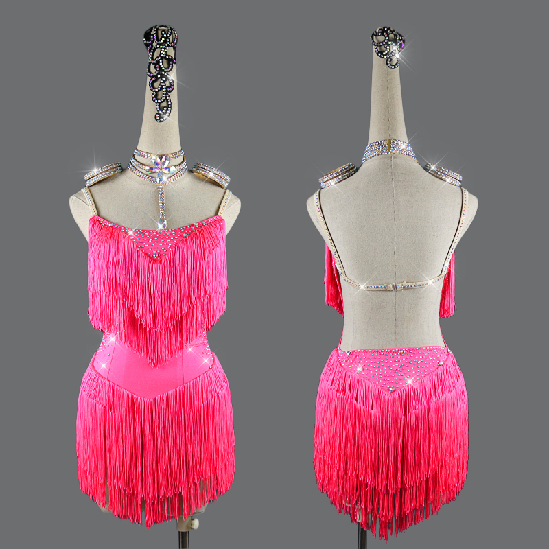 Selling Latin Dresses For Women Latin Dance Skirt Tango Salsa Gogo Dance Costume Party Dancer Singer Fringe Tassel Red Dress