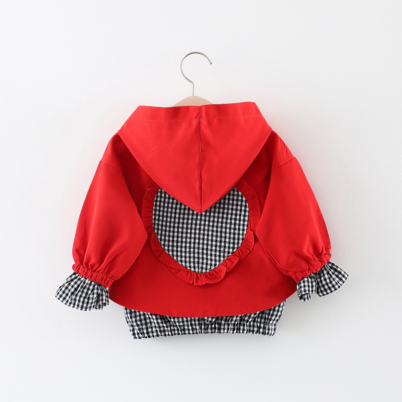 Baby Clothes Cartoon Heart Plaid Pattern Baby Girl Jackets Coats Toddler Kids Jacket Outwear Baseball Windproof Children Clothes
