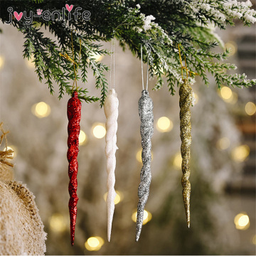 10pcs/lot Christmas Simulation Fake Icicle Xmas Tree Hanging Ornament Winter Party Christmas New Year Decoration Supplies 13cm