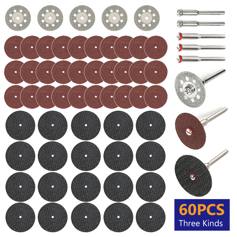 60PCS Diamond Cutting Discs Sanding Grinding Wheel Circular Saw Blade Woodworking Dremel Mini Drill Rotary Tool Accessories Set