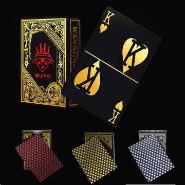 Plastic Poker Gold Foil Plated Waterproof Black Playing Cards PVC Magic Plastic Cards Gambling Gift 1 Deck S468