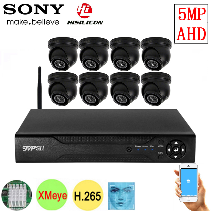 Face Detection 5MP 4CH 8CH 8 Channel Xmeye H.265+ Waterproof IP66 Mini White Black Security Dome AHD CCTV Camera Kits System