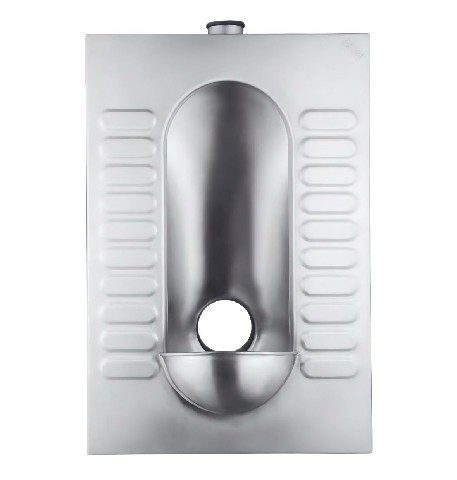 Customizable stainless steel squat toilet.