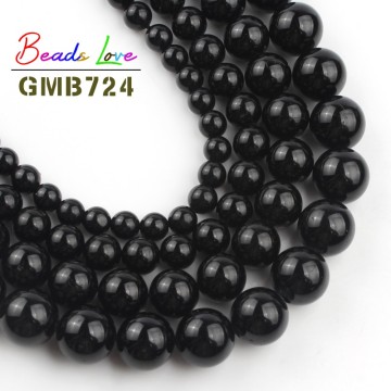 Natural Stone Black Tourmaline Round Loose Beads for Jewelry Making 4 6 8 10 12mm handmade Diy Craft Bracelet Necklace 15 Inches