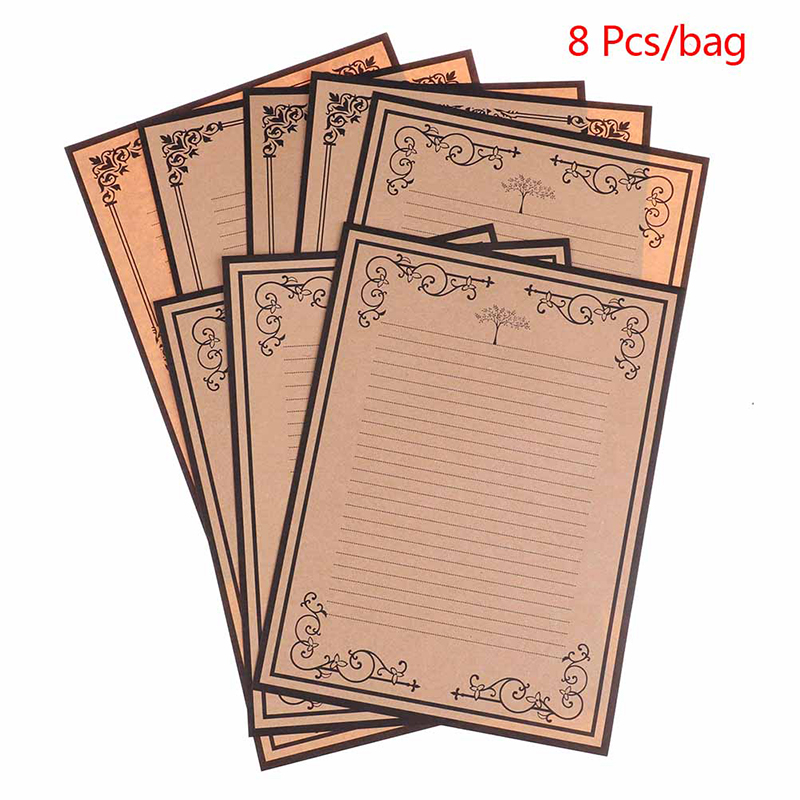 8 Sheets/set Writing Kraft Letter Paper European Vintage Style School Office Stationery Supplies Wholesale