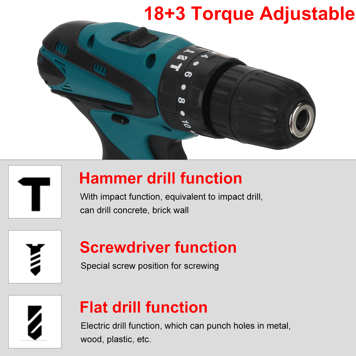 High-power Multifunctional Electric Cordless Drill 10.8V Cordless Screwdriver Rechargeable Hand Drills BL1014 Battery Power Tool