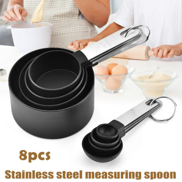 Kitchen Accessories 8Pcs Stainless Steel Measuring Cup Tea Coffee Metal Measuring Spoon Scoop For Cooking Measuring Tools Set