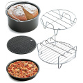 Cookware Sets Fryer Accessories Grill Air Fryer Kit Pizza Pan Holder Baking Rack Mat 5pcs/set 7 inch Round Air Fryer Pan Rack