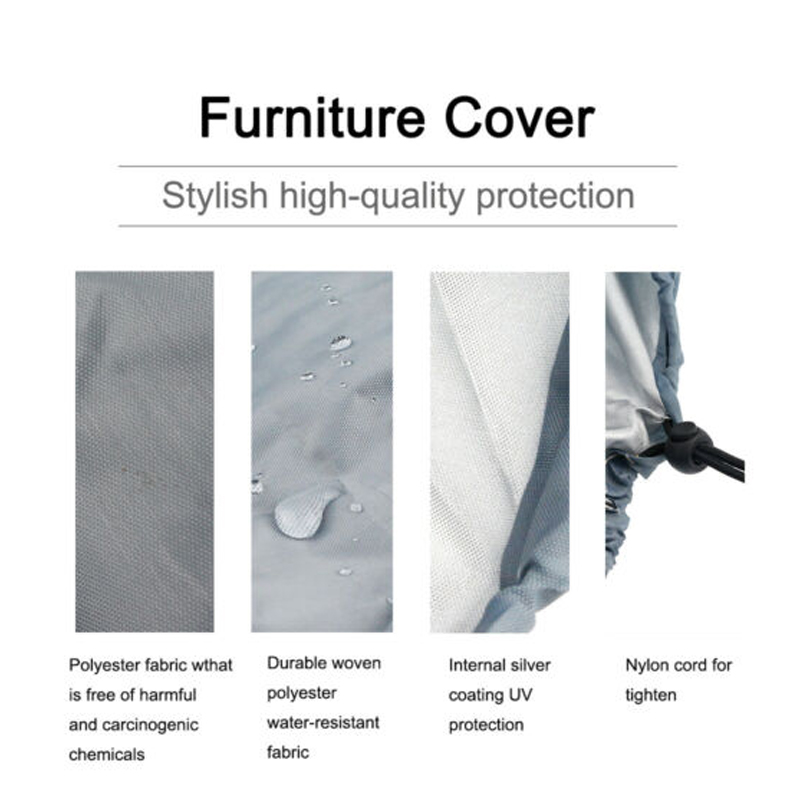 Waterproof 210T Furniture Cover For Garden Rattan Table Cube Chair Sofa All-Purpose Dust Proof Outdoor Patio Protective Silver