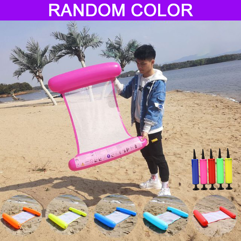 Inflatable Floating Water Hammock Float Pool Lounge Bed Swimming Chair Beach Jug Swimming Rings Pool Party Toy Lounge Bed