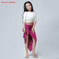 Belly Dance Suit Round Neck Top Half Sleeve Split Long Skirt Practice Clothes Oriental Dancing Child Set Performance Clothing