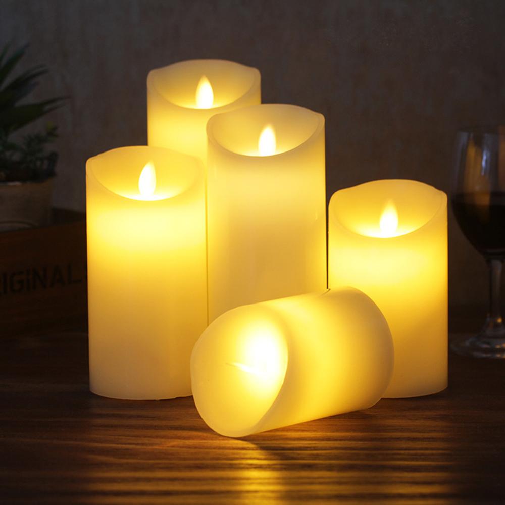 Flameless LED Candle Light Real Paraffin Wax Pillars Candle Light with Realistic Swing Flames for Home Christmas Wedding Decor
