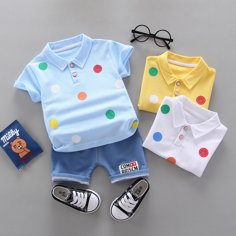 IENENS Summer Infant Cotton Short Sleeves Clothes Tops + Pants Baby Toddler Boy Clothing Sets Kids Children Boys Outfits Suits