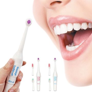 Adults Electric Massage Toothbrush 3 Head Replacement Battery Operated Portable