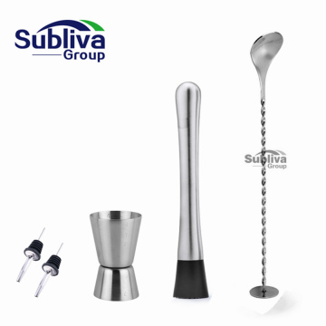 Stainless Steel Bar Barware Cocktail Muddler Mixing Drink Fruit Spoon Set For Making Mojito Strawberry Basil Mojitos