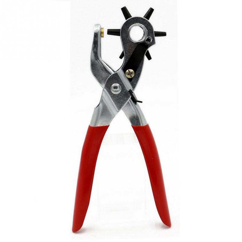 9'' Revolving Leather Punch Plier Puncher 6 Sizes Round Hole Perforator Tool Make Hole Puncher for Watchband Card Leather Belt