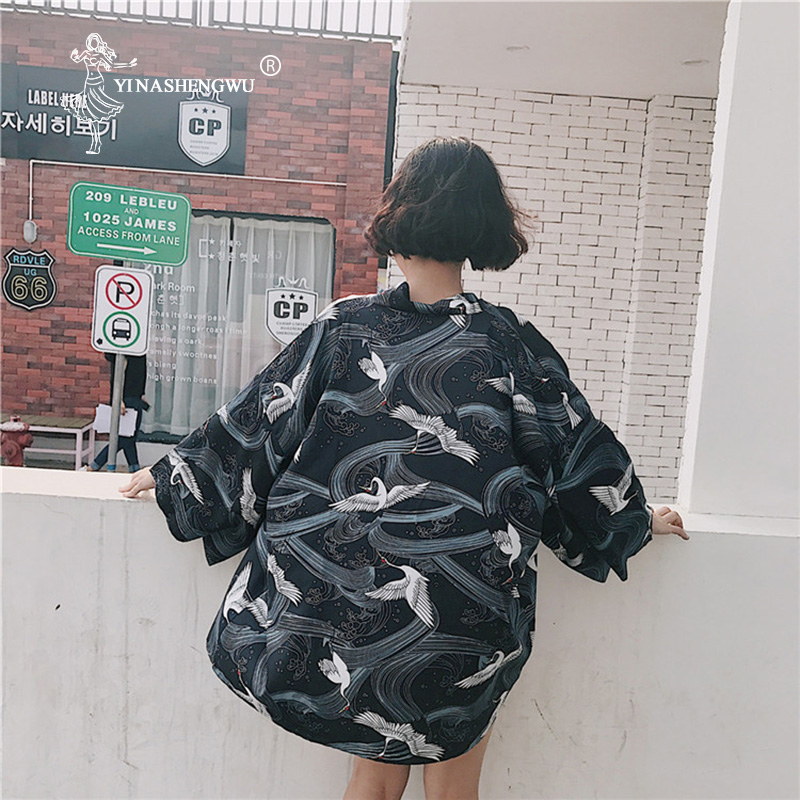 Summer Japanese Style Casual Printed Chiffon Kimono Femme Sunscreen Blouse Harajuku Kimono Cardigan Cosplay Costume Yukata Asia