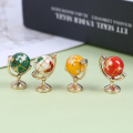 1:12 Scale Turnable Globe With Golden Stand Rolling Globe Dollhouse Living Room Furniture Miniature Toys Accessories