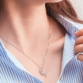 Sweet Moon Cat Korean 925 Sterling Silver Temperament Personality Fashion Female Jewelry Necklace SNE025