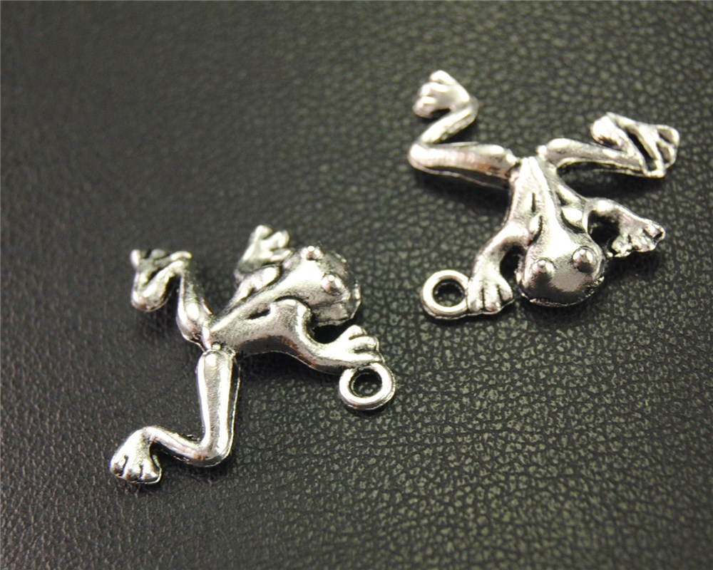 35pcs Silver Color Frog Charm Pendant DIY Necklace Bracelet Bangle Findings 18mm A1919