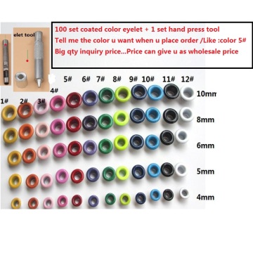 Eyelet Punch Die Tool set + 100set coated Metal eyelet rivet DIY Scrapbooking sewing garment paper label Grommet Eyelets