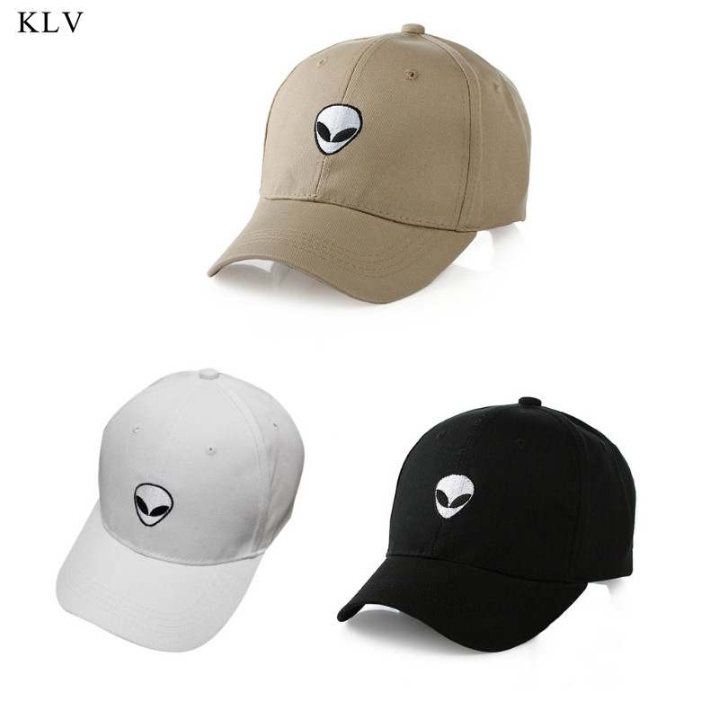KLV New Damn Alien Embroidery Baseball Cap Cotton Adjustable Outdoor Hat Lovers Hat Korean Style Harajuku Hat