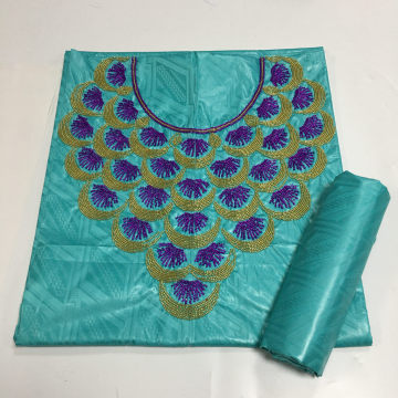 Newest Wholesale Africa High Quality Soft Bazin Riche Lace Fabrics Embroidery Heavy Stones 5 Yards Per/Set Sewing For Dress Wear