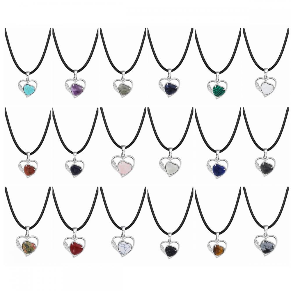 Snowflake Love Heart Birthstone Pendant Gemstone Necklaces for Women