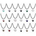 Snowflake Love Heart Birthstone Pendant Gemstone Necklaces for Women