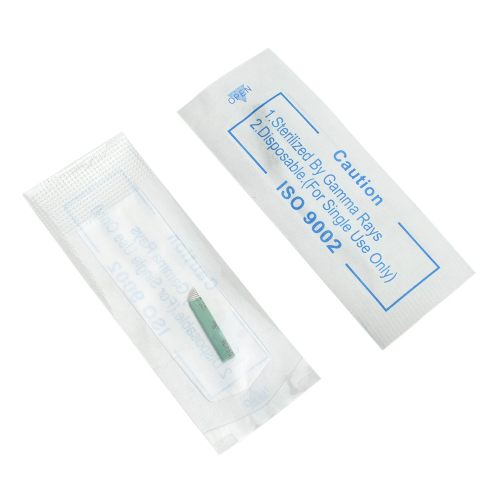 100pcs Lamina Agulhas Tebori Microblading 12 Pin Hard Needle Green 12 Blade Permanent Makeup Eyebrow Tattoo Needles Supplies