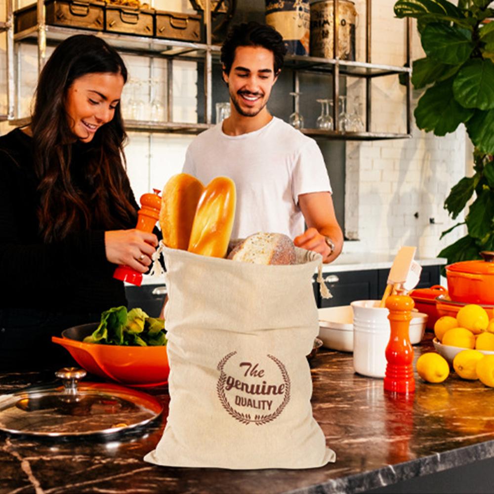 Reusable Linen Bread Bag Drawstring Bag Organic Cotton Bread Storage Bag For Baguette Dropshipping Wholesale