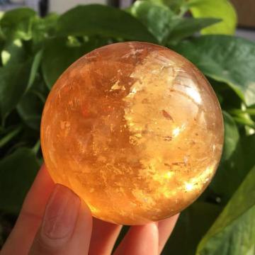 50-55MM Natural Citrine Calcite Quartz Crystal Sphere Ball Healing Gemston