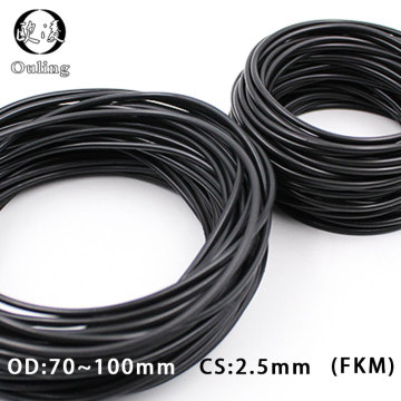 1PC Fluorine rubber Ring Black FKM Seal OD70/72/75/80/85/90/95/100*2.5mm Thickness O Ring Seal Gaskets Oil Sealing Washer