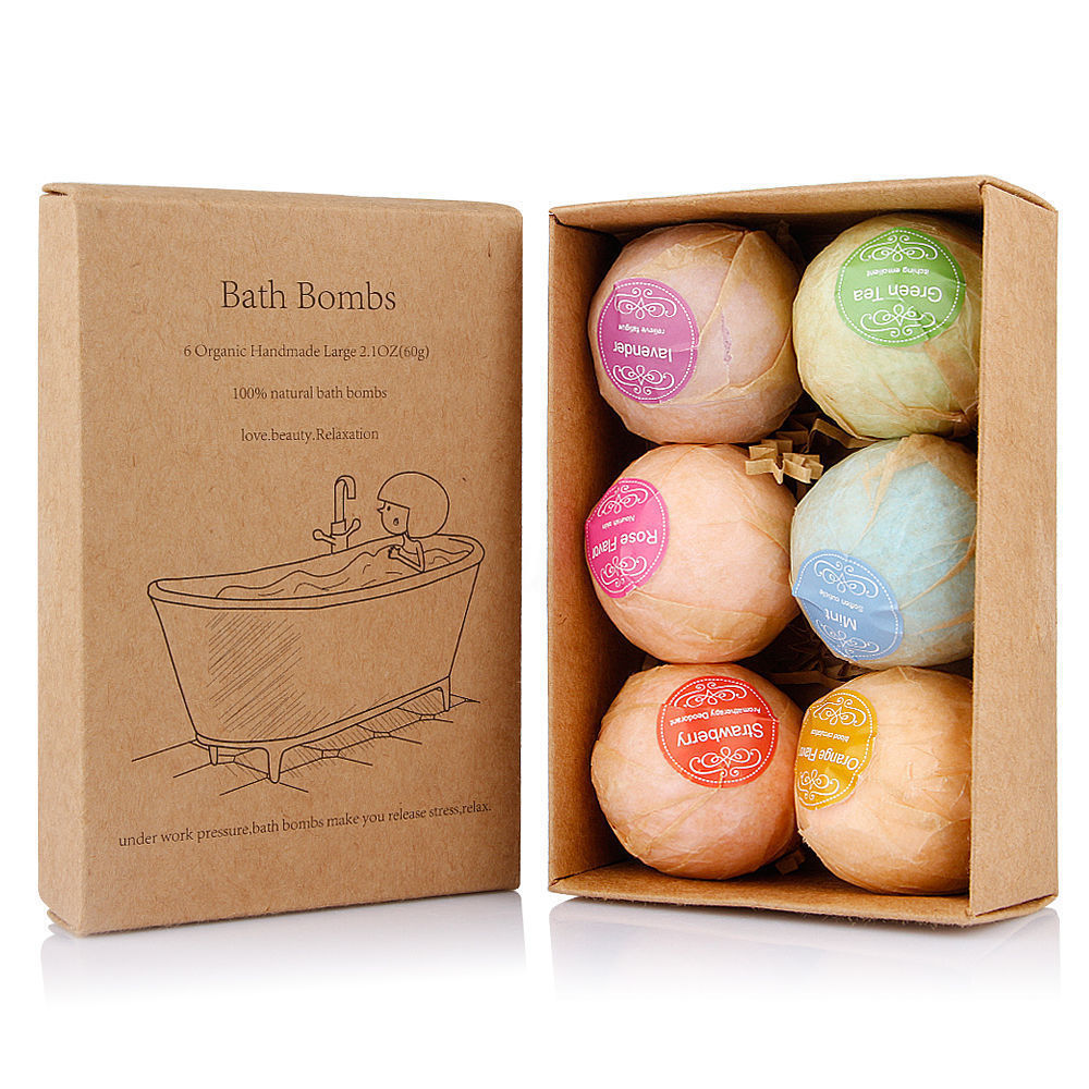 6Pcs Aromatherapy Bubble Bath Bombs with Coconut Oil GIFT Bath Fizzies