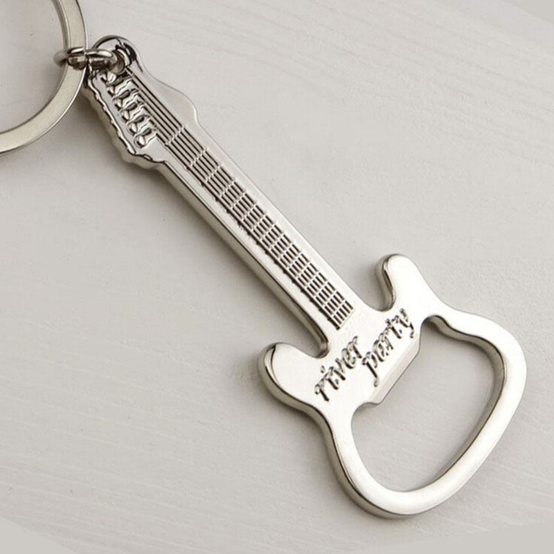 Beer Opener New Design Guitar Beer Bottle Can Opener Alloy Hangings Ring Keychain Tools Household Gifts Keychain Bottle Opener