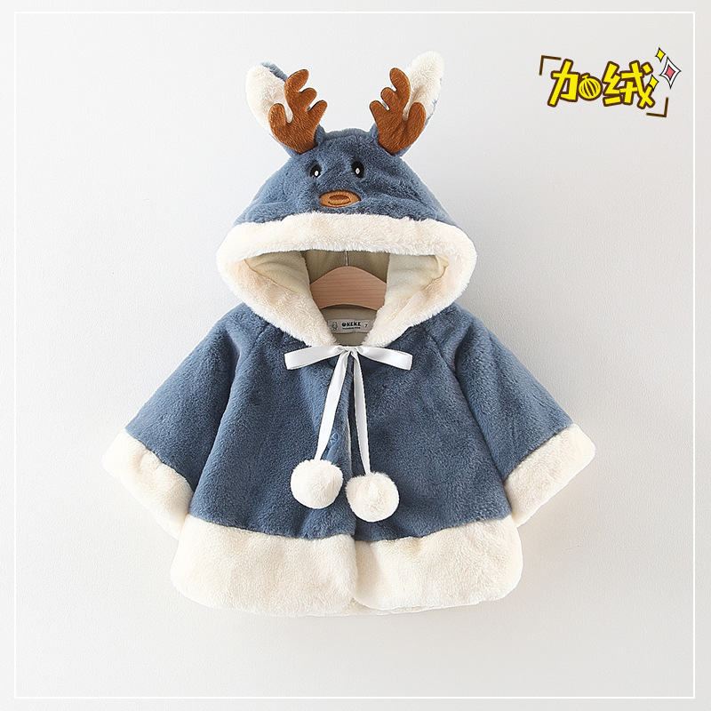 2020 New Newborn Baby Girls Fur Winter Warm Deer Christmas Coat Outerwear Cloak Jacket Kids Warm Soft Comfortable Clothes