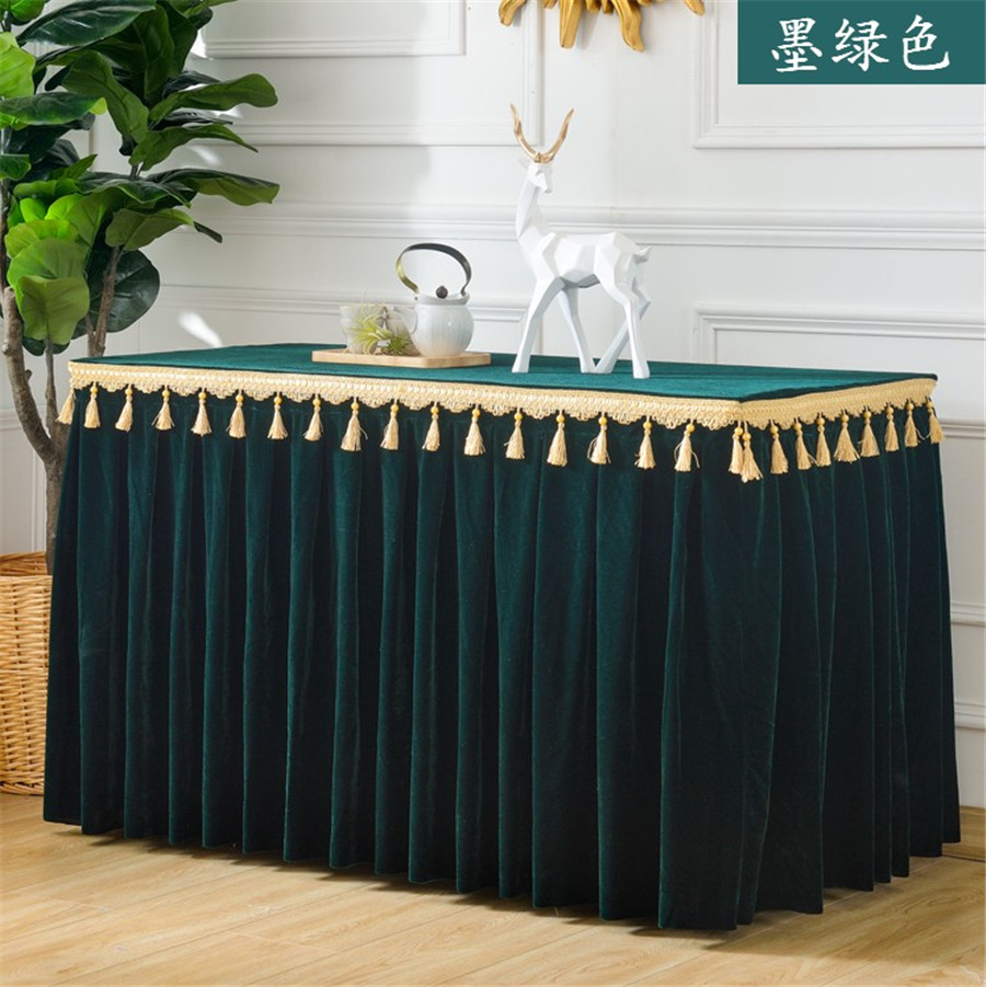 Luxury Velvet One Piece Pleated Table Skirt Hotel Flannel Table Skirt For Table Cloth Table Cover Wedding Party Banquet Decor