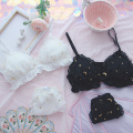 MOON STAR STARRY Star Girl Heart Japanese Small Chest Underwear Suit Sexy Lovely Lace Gilding metal Soft Girl Student Bra