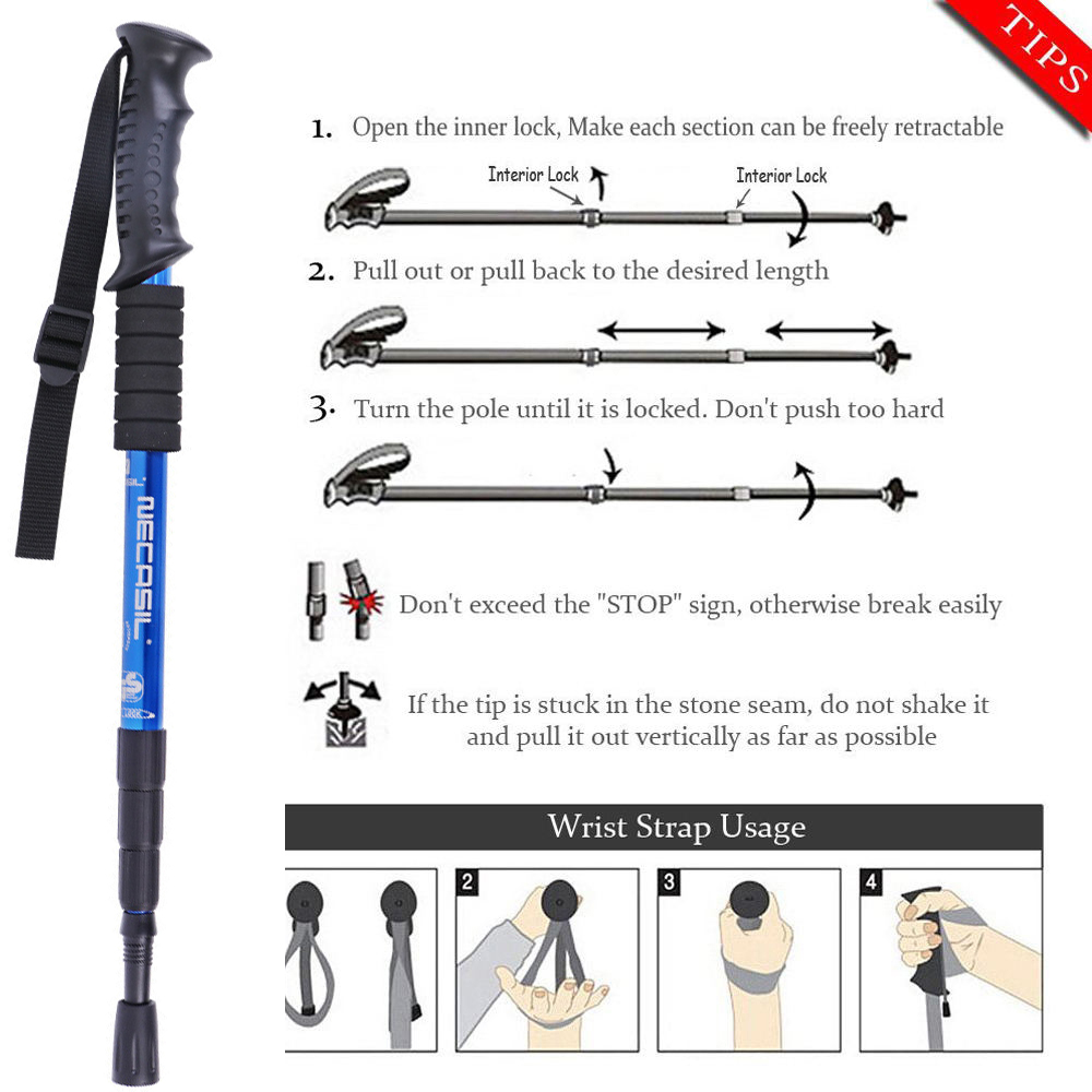 2pcs/lot walking stick Trekking poles telescopic baton nordic Aluminum ski camp hiking poles crutches walking cane north pole