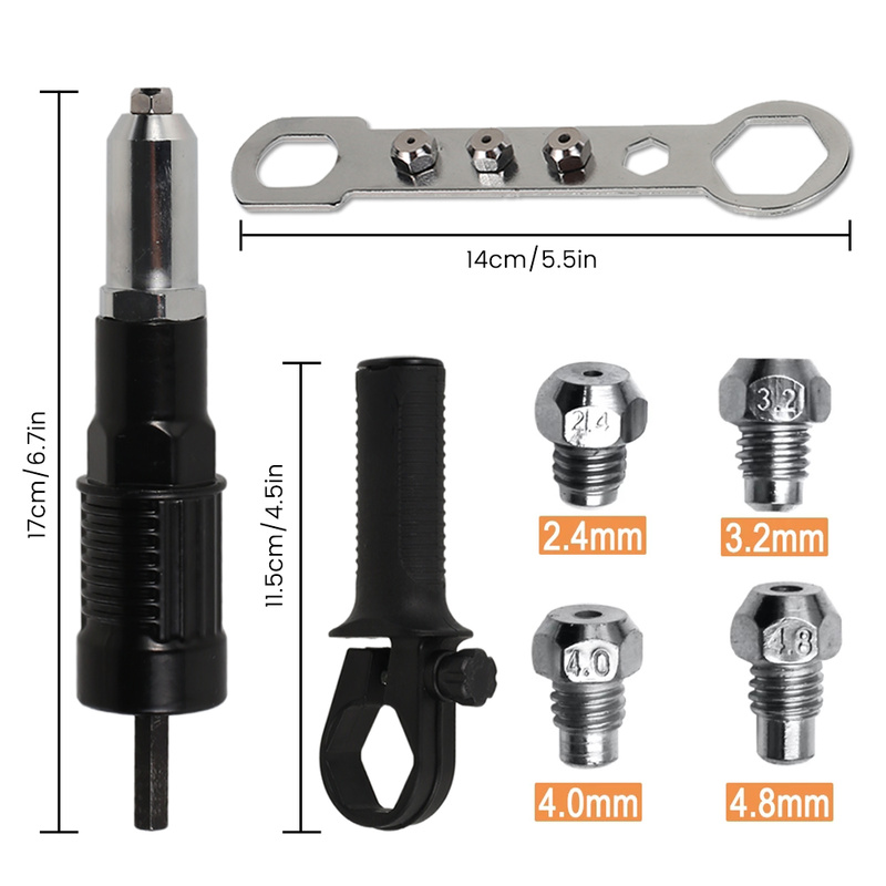 Riveter Kit Electric Rivet Nut Gun Machine Core Pull Accessories Attachments Cordless Riveting Drill Adapter Insert Nut Tools