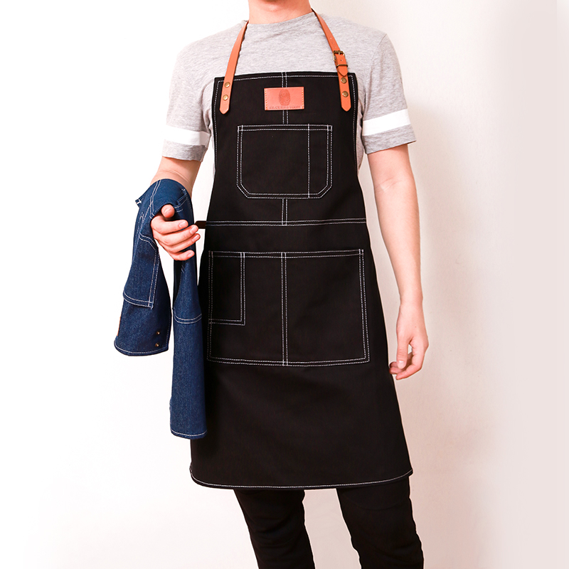 Cowboy apron Korean version of the custom logo tea shop cafe barber restaurant men and women work clothes printing